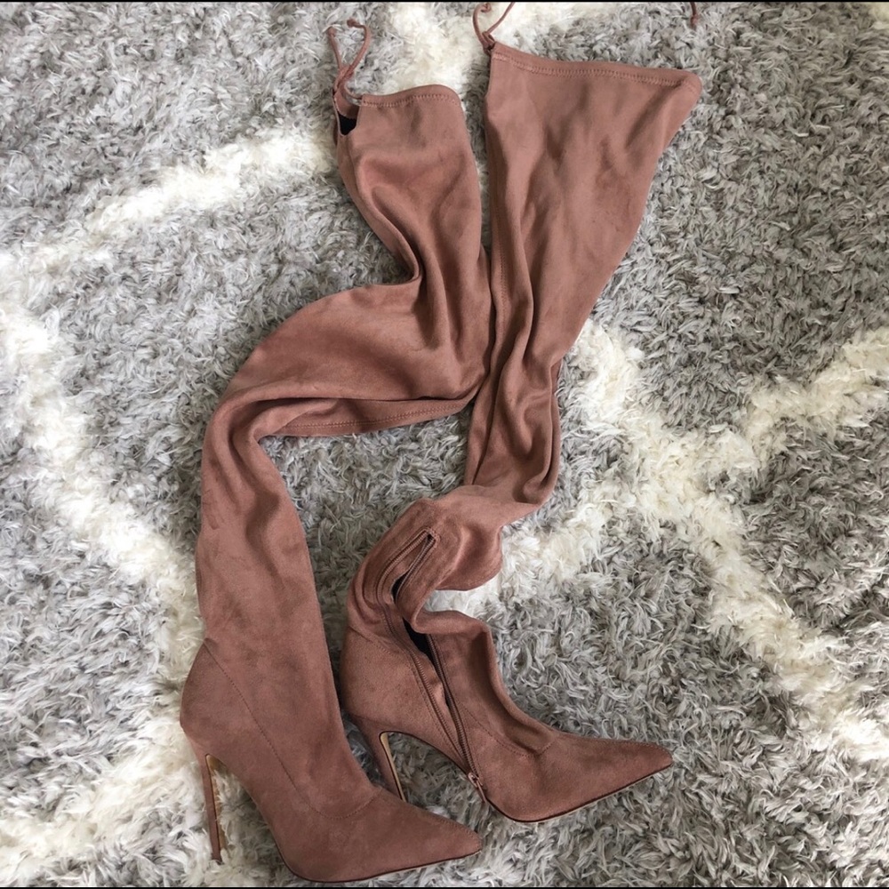 Akira blush thigh high boots